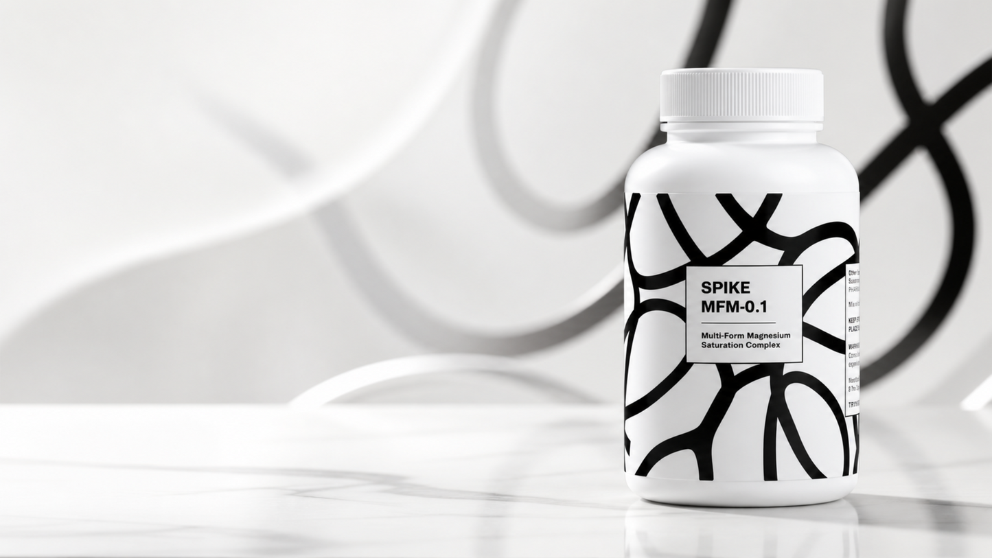 SPIKE MFM-0.1 magnesium bottle on a clean abstract background